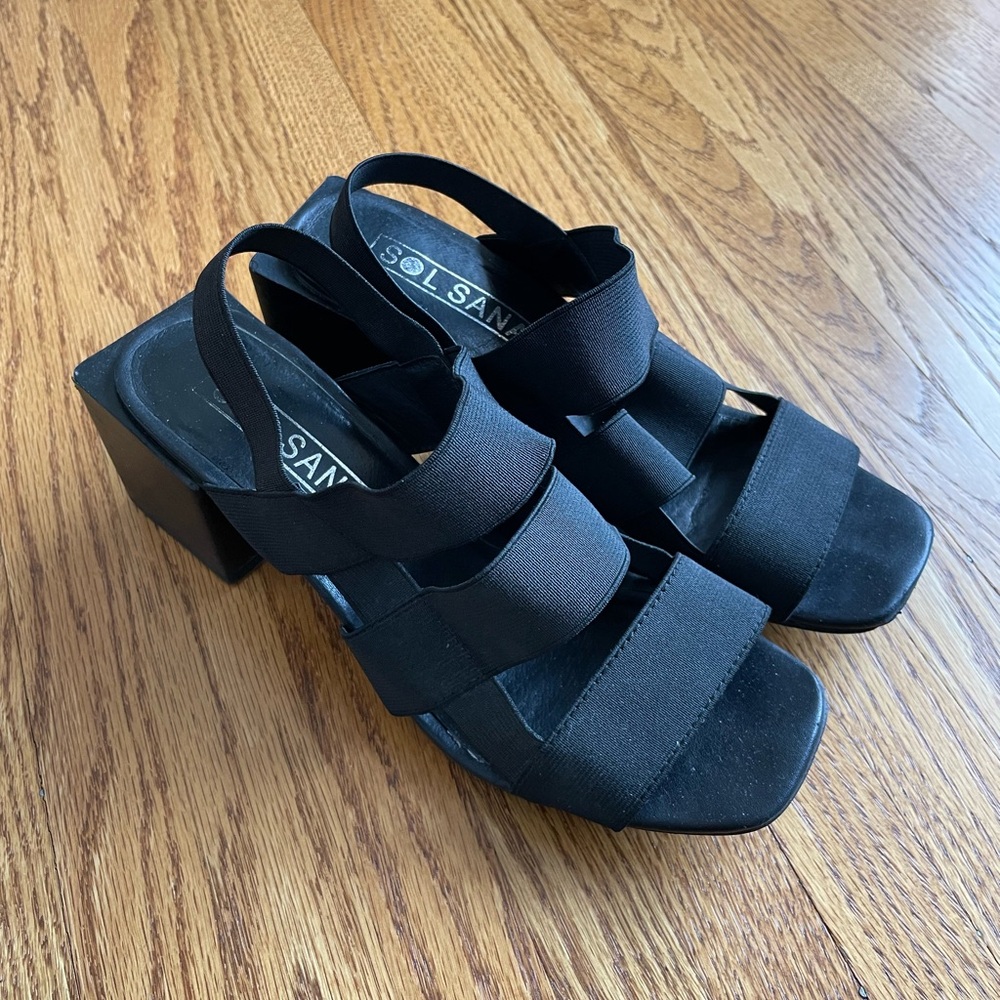 Sol Sana Black Chunky Heeled Sandals